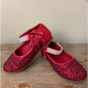 Girls Red Sparkly Dress Shoes
